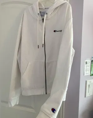 White Champion zip-up hoodie🤍 thumbnail 4