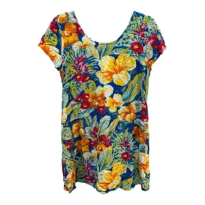 Jams World Tropical Hawaiian Print Mini Dress Corset Back Size Medium Floral‎ thumbnail 9