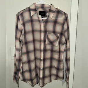 Rails Cotton Button Down Plaid Western Long Sleeve Shirt Small Purple‎ thumbnail 3
