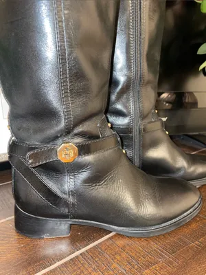 Tory Burch Brita Black Leather Tall Riding Boots Size 6M EUC thumbnail 3