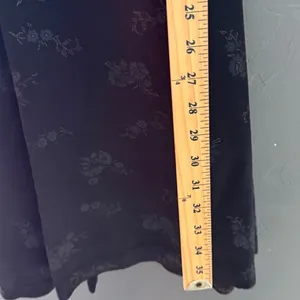 Vintage Whimsigoth Black Floral Jacquard Midi Dress Sweetheart Bow Flutter Sl thumbnail 7