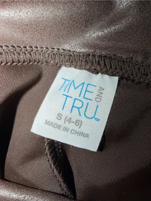 Time and Tru Brown Coated Faux Leather Leggings Size S thumbnail 2
