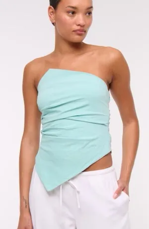 Abercrombie‎ & Fitch Asymmetrical Strapless Top Blue Size XL thumbnail 1