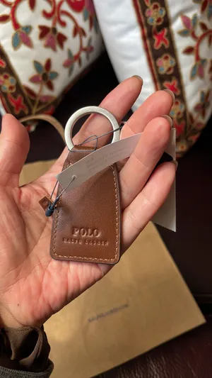 Ralph Lauren Polo Key Chain Fob Brown Multi Leather Embroidered NWT thumbnail 7