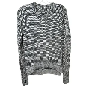 Lululemon Yogi Crew Sweater Size 4 Inkwell Blue Honeycomb Knit Thumbholes‎ 243 thumbnail 8