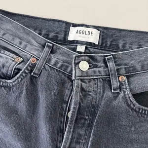 Agolde 90s dark wash jeans w/ custom ribbon split hem | size 28 coquette thumbnail 5