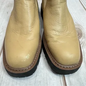 Sam Edelman Combat Boots Laguna Chelsea Waterproof Tan Leather Chunky Heel thumbnail 6