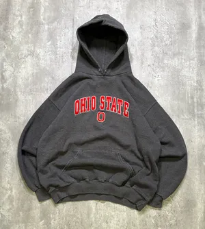 Vintage Lee Heavyweight Ohio State Buckeyes Grey Cotton Hoodie Sweatshirt thumbnail 1
