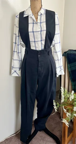 Black cotton vintage pinafore overalls 90s thumbnail 1