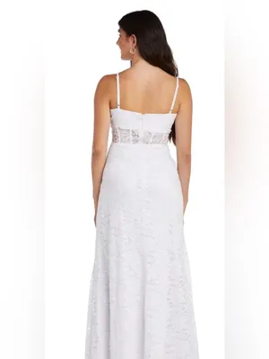 Morgan & Co. White Lace V-Neck Maxi Dress thumbnail 2
