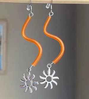 Handmade unique retro boho funky hippie style sun dangle earrings☀️ thumbnail 4