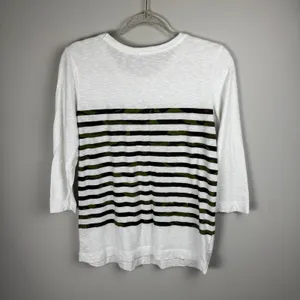 Gap Women's Medium 3/4 Sleeve White Camo Striped Shirt‎ 100% Cotton thumbnail 9