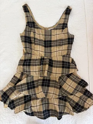TCEC plaid scoop neck mini dress with ruffles thumbnail 1