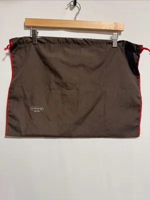 Coach Large Brown Drawstring Handbag Dust Bag Cover Red Trim‎ thumbnail 2