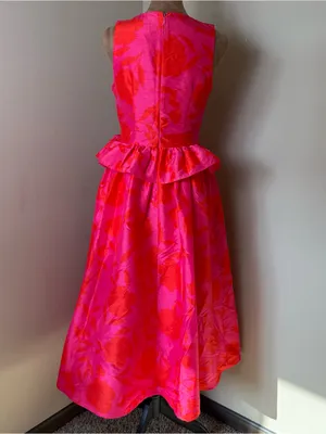 NWT Kate Spade x Target Peplum Ruffle Midi Dress Women 0 Red Pink Cocktail Party thumbnail 3