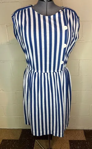 dress knit striped blue white thumbnail 1