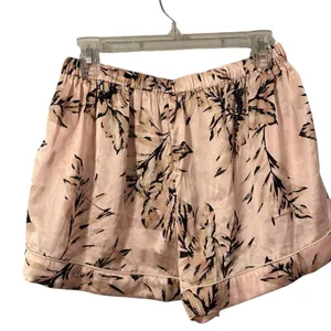 House of Harlow 1960 Pink Tropical Satin Pajama Set‎ Shorts Small Womens thumbnail 4