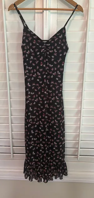 Ultra‎ Flirt Black Butterfly Pattern Mesh Dress Medium thumbnail 1