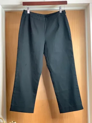 J Jill Black Cropped Straight-Leg Cotton Blend Pants Size-4 Petite Office-Core thumbnail 1