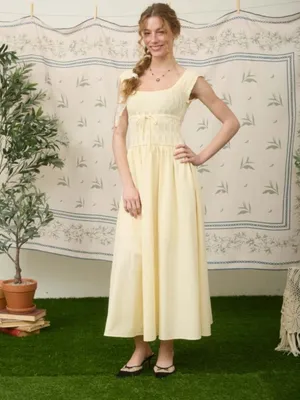 Last One! Drawstring Detail Mixed Media Midi Dress thumbnail 2