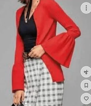 Cabi Tomato Red Bell-Sleeve Open Cardigan Sweater Medium thumbnail 1