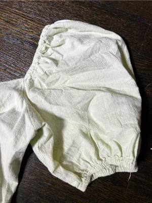 H&M Light Mint Green Puff-Sleeve Milkmaid Mini Dress Sweetheart Cotton Large thumbnail 3