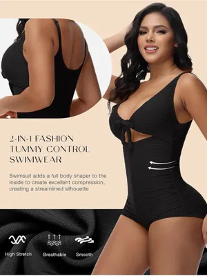 SHAPSHE Women's Tummy Control Swimsuit One Piece Slimming Bathing swim NWOT thumbnail 4