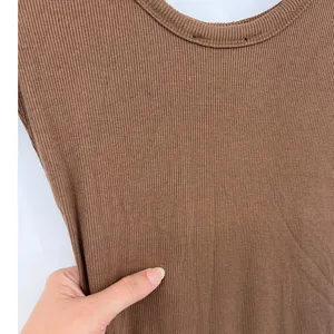 Signature 8 Mocha Ribbed Bodycon Maxi Dress Small Clean Girl Minimalist Neutral thumbnail 6