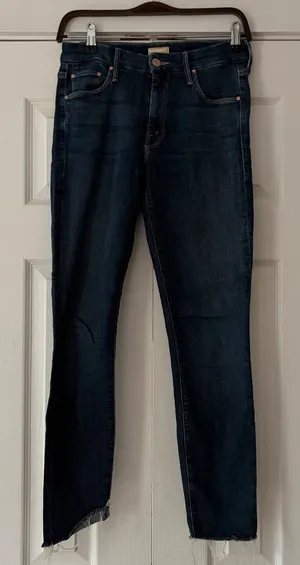 Mother Looker Ankle Fray Jeans Girl Crush‎ Dark Wash Skinny Denim 26 EUC thumbnail 1