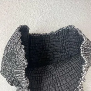 black and white plaid smocked ruched crop top size L thumbnail 3