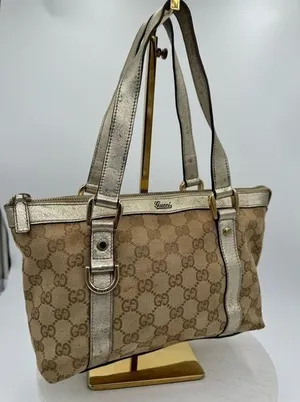 GUCCI Silver Trim Canvas Tote Bag thumbnail 1