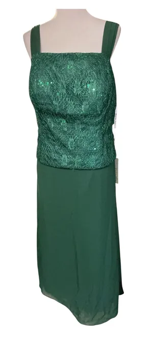 New With Tags Emerald Green Sequin Lace Evening Gown - Plus Size US 24W thumbnail 1