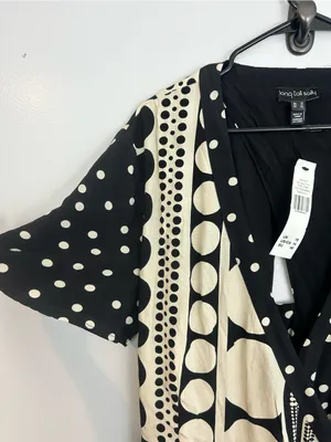 NWT Long Tall Sally Mix Spot Print Wrap Black/Ivory Polka Dot Maxi Dress Size 14 thumbnail 6