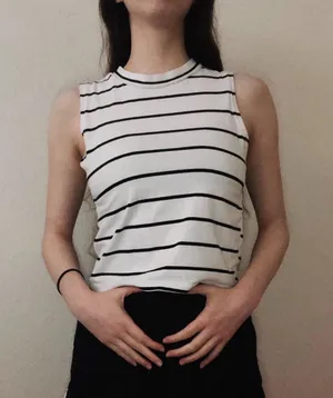 white cropped tank top with black stripes thumbnail 1