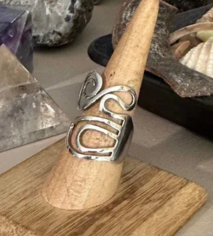 Sterling Silver Swirl Artsy Adjustable Ring Sizes 8,9,10 Silver thumbnail 1