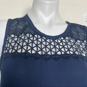 𝅺Love FIRE office career lace tank top MEDIUM navy blue NWOT thumbnail 3