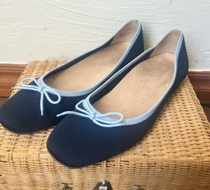 Vionic Klara Navy Blue Ballet Flats with Light Blue Trim size 9.5 thumbnail 1