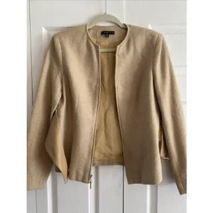 Penta Belted Zip Front Wool Jacket Womens Size 4 Tan Camel Professional Blazer thumbnail 5