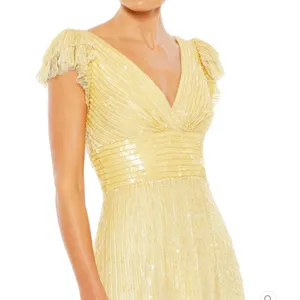 Mac Duggal 5646 Womens EMBELLISHED FLUTTER CAP SLEEVE A LINE GOWN Runs Large thumbnail 3