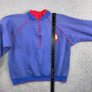 Vintage Nu Nu Sport Quarter Zip‎ Pullover Sweatshirt Teddy Bear Plaid Patch 90s thumbnail 5
