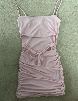 Lucy in the Sky Pink Cut Out Tie Front Mini Bodycon Dress thumbnail 2