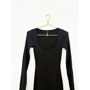 Skims Soft Lounge Maxi Dress Size Small Black Ribbed Long Sleeve Bodycon thumbnail 5