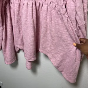 NEW‎ $128 Free People Women Cotton Snowbell Babydoll Top Sweater XS/S Pink thumbnail 7