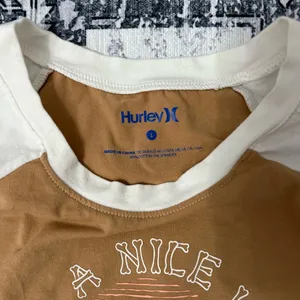 Hurley Semi Cropped Brown & White Cotton T-shirt - Size L thumbnail 3