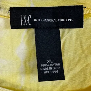 INC International Concepts Womens XL Yellow Tie Dye Sequin Stud Top thumbnail 4