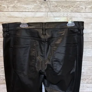 NWT Express Womens 14L Pants‎ Satin Coated Black Skyscraper Mid Rise Split Hem thumbnail 5