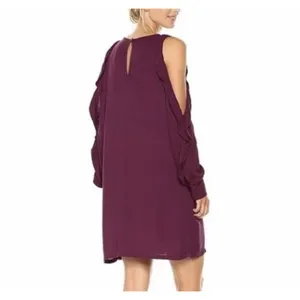 YYoung Fabulous and Broke Kaitlin Ruffle Cold Shoulder Cutouts Dress Plum Size L thumbnail 3