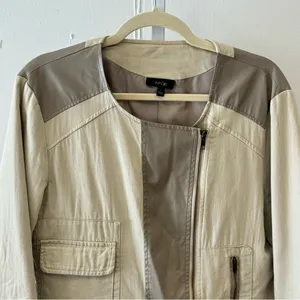 Apt. 9 Women’s Faux Leather Moto Style Zip Up‎ Jacket Windbreaker Cream Large thumbnail 5