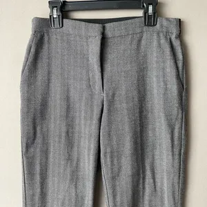 Zara‎ Cotton Herringbone Academia Office Siren Tapered Ankle Pants Small Gray thumbnail 2