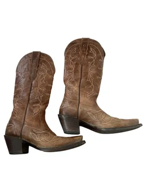 Ariat Women's Snip Toe Cowboy Boots - Distressed Brown Leather - Size 6B‎ thumbnail 8